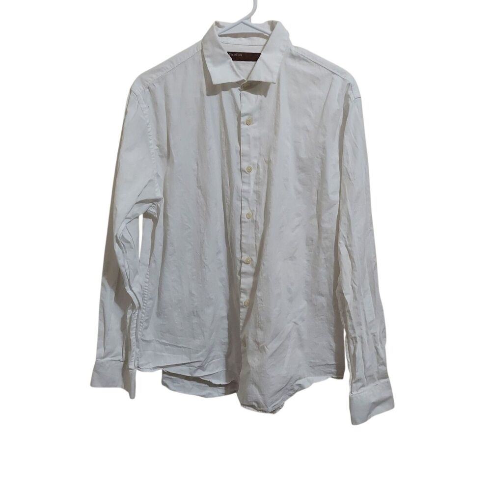 Perry Ellis Long Sleeve Button Up White Men's Shirt Size L